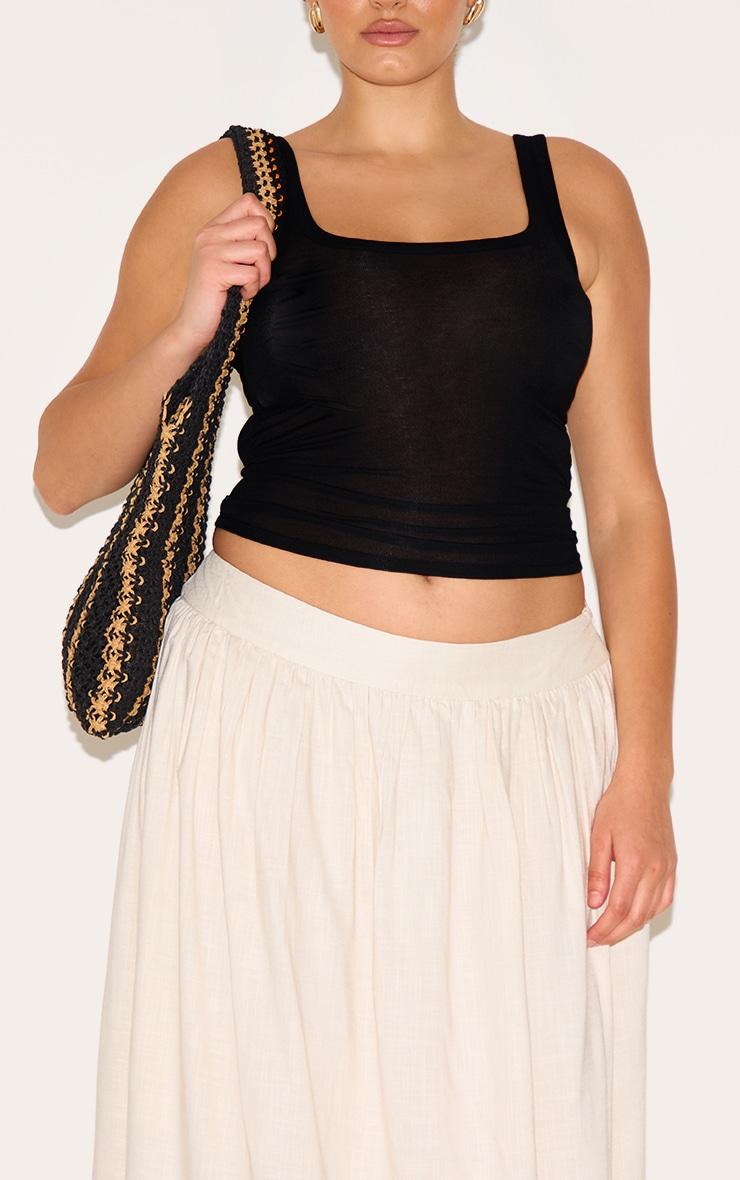 Plus Beige Cotton Pleated Maxi Skirt Product Image