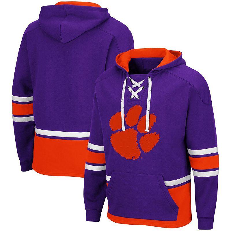 Men's Colosseum Purple Clemson Tigers Lace Up 3.0 Pullover Hoodie, Size: Large Product Image