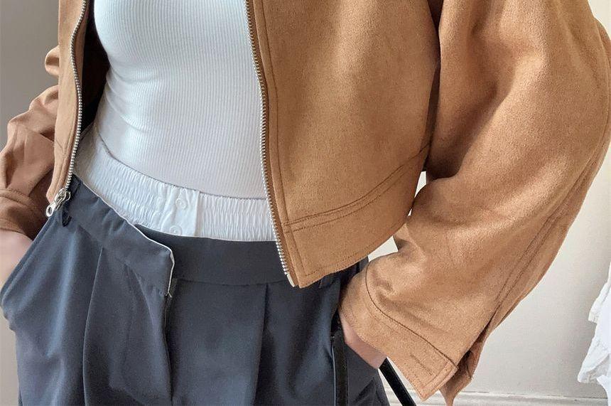 Faux Suede Zip Jacket Product Image