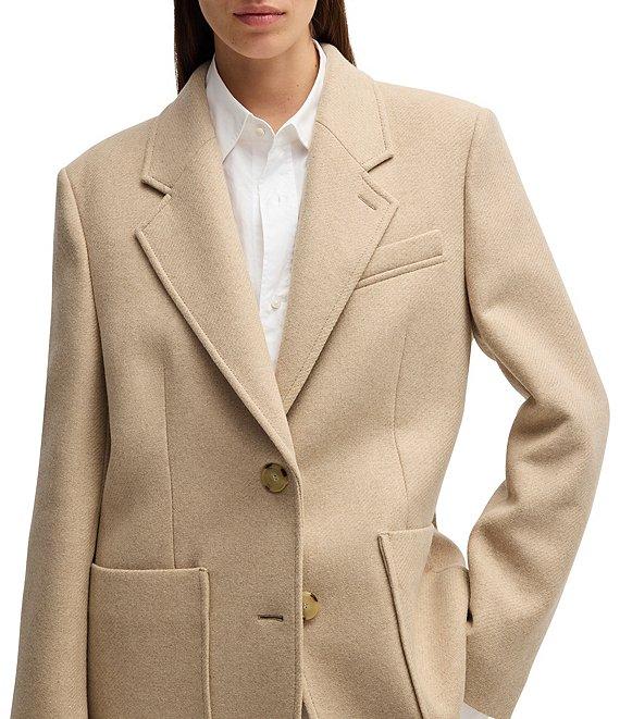 Hugo Boss Jovana Woven Wool Blend Notch Lapel Long Sleeve Blazer Product Image