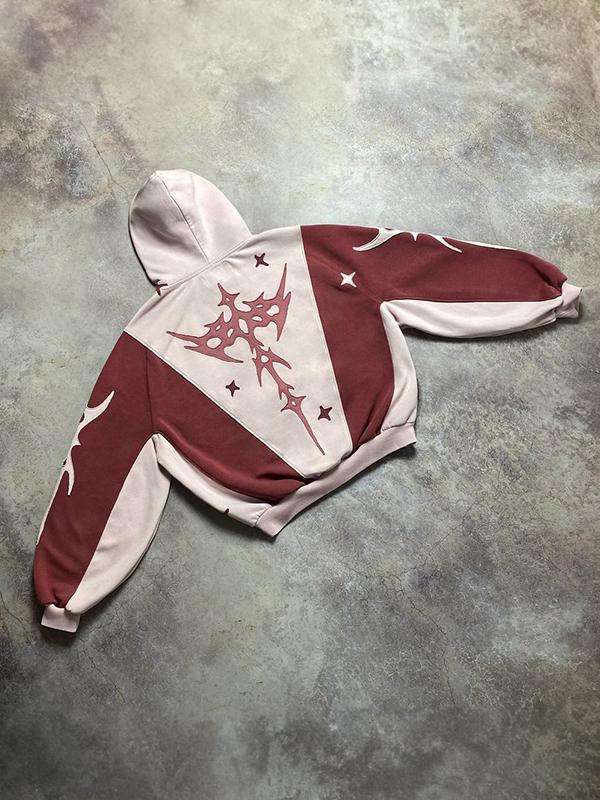 Contrast Color Lettering Oversized Long Sleeve Hoodie Product Image