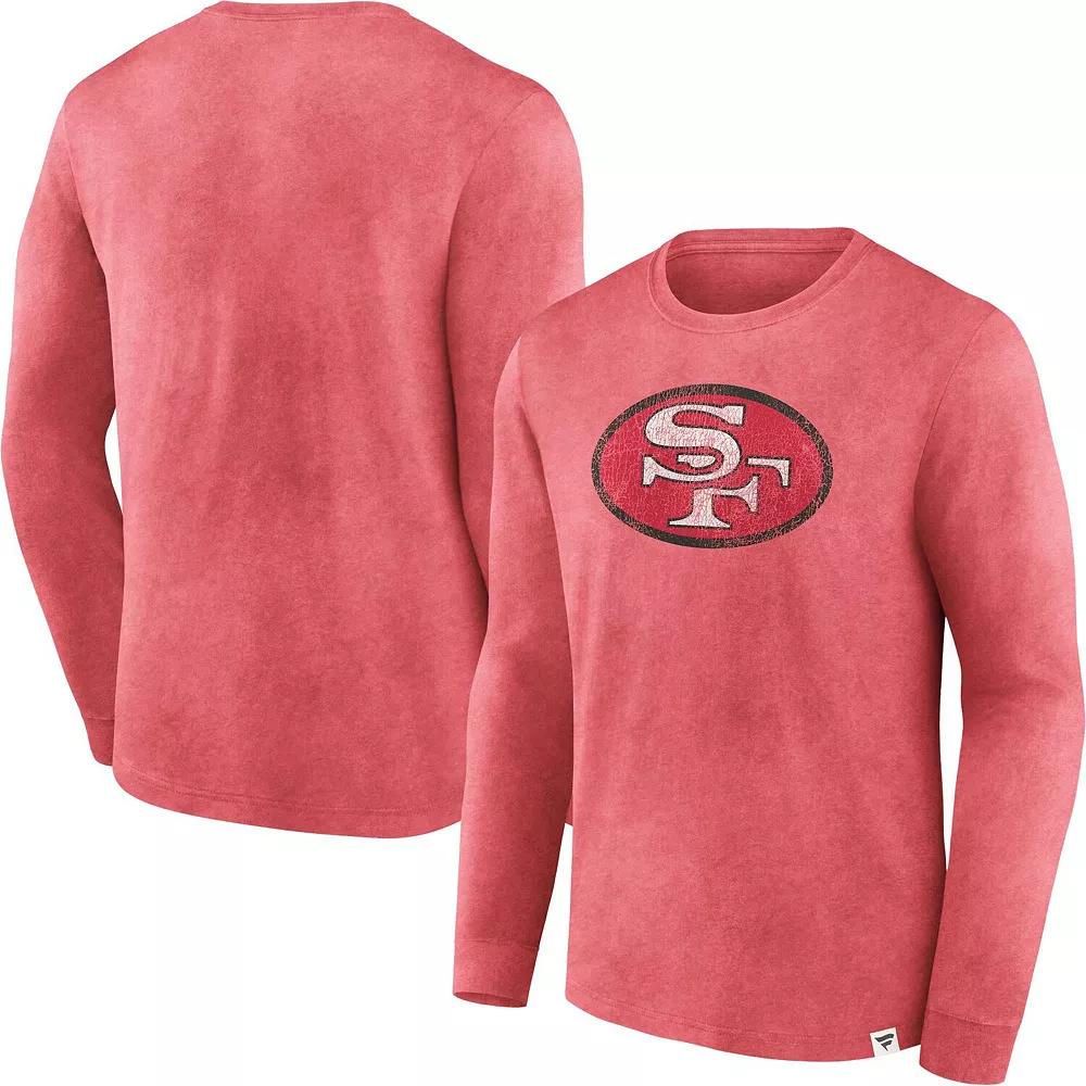 Men's Fanatics Branded Scarlet San Francisco 49ers Washed Primary Long Sleeve T-Shirt,  Product Image