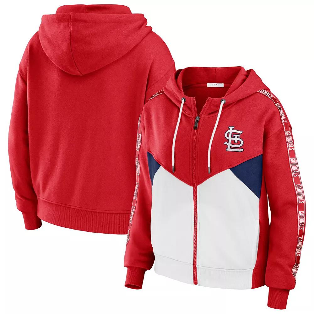 Women's WEAR by Erin Andrews Red/White St. Louis Cardinals Color Block Full-Zip Hoodie,  Product Image