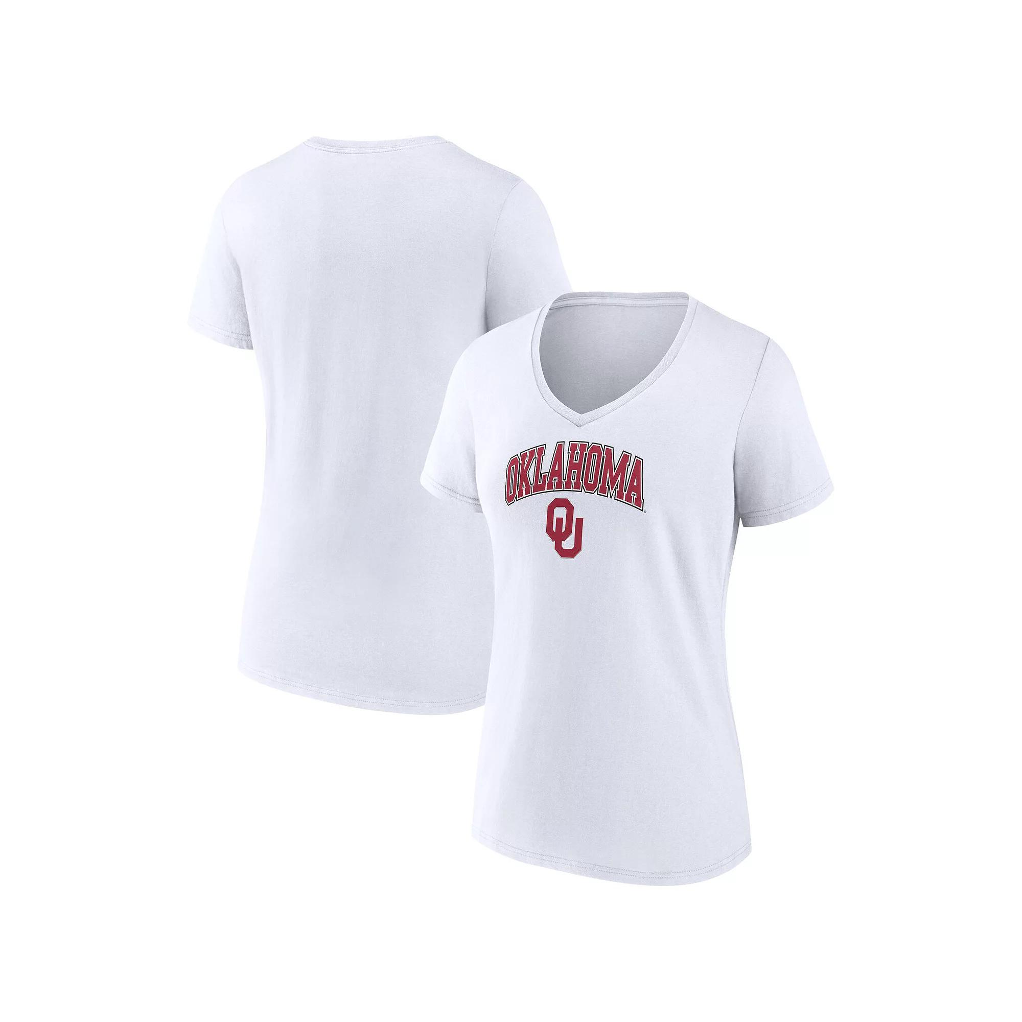 Women's Fanatics Branded White Oklahoma Sooners Evergreen Campus V-Neck T-Shirt, Size: Medium Product Image