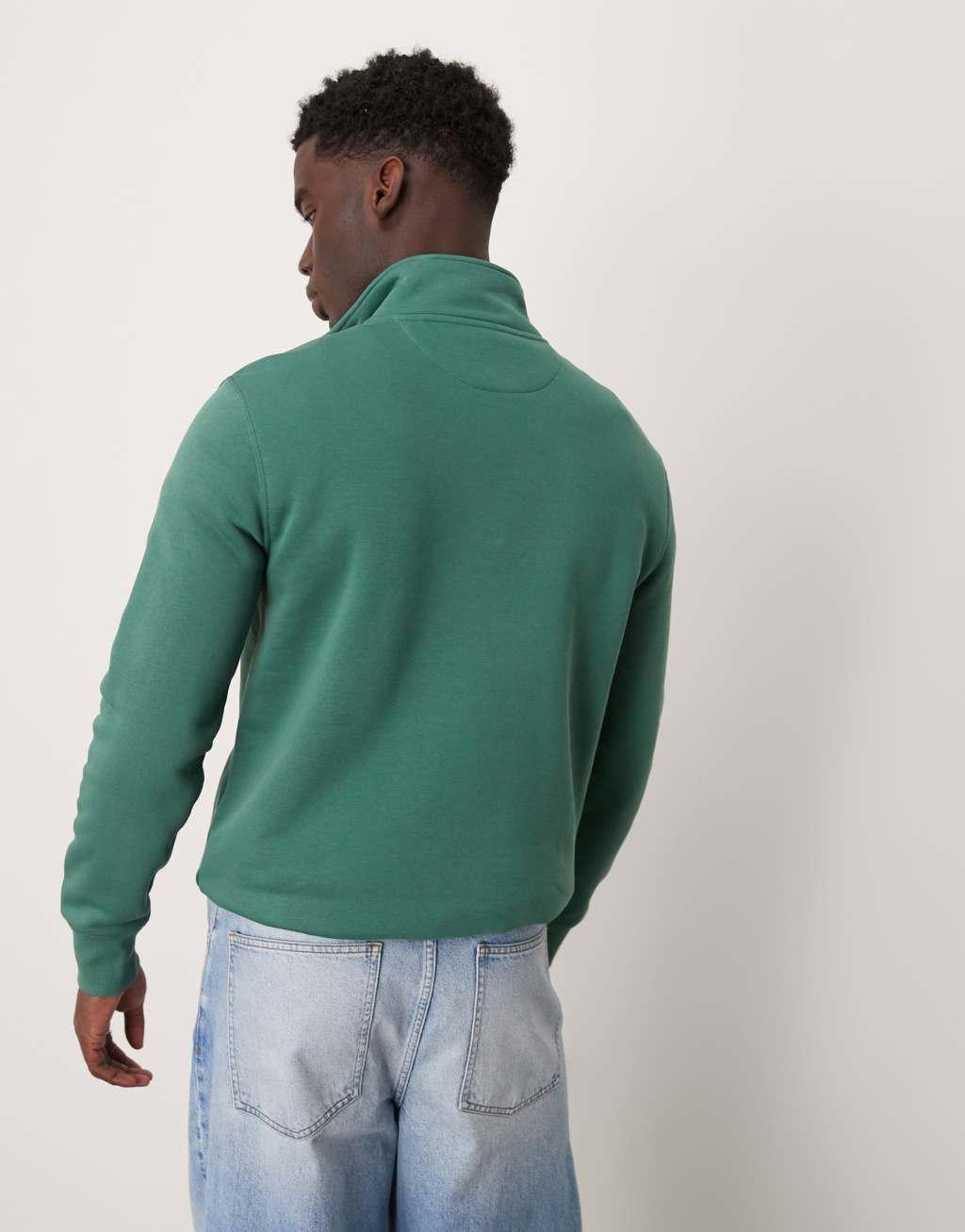 GANT varsity logo half zip sweatshirt in green Product Image