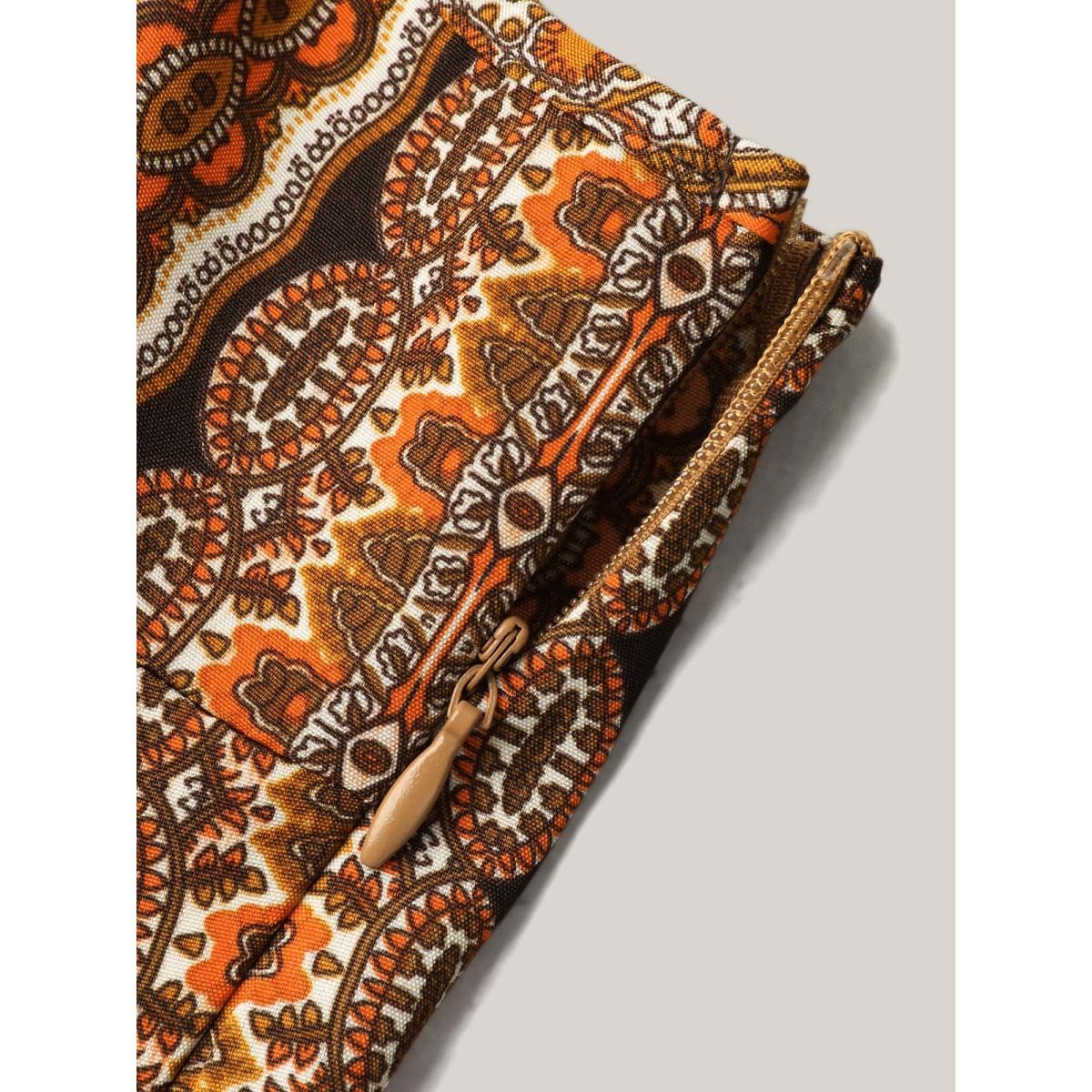 Plus Size DarkBrown Boho Stripes Belted Straight Leg Jumpsuit Women Resort Sleeveless V-neck Vacation Loose Jumpsuits BloomChic 22-24/3X Product Image