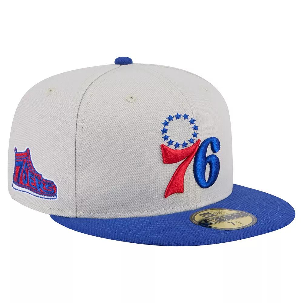 Mens Philadelphia 76ers New Era Stone Victory Grove Vintage Sidepatch Sneaker 59FIFTY Fitted Hat Product Image