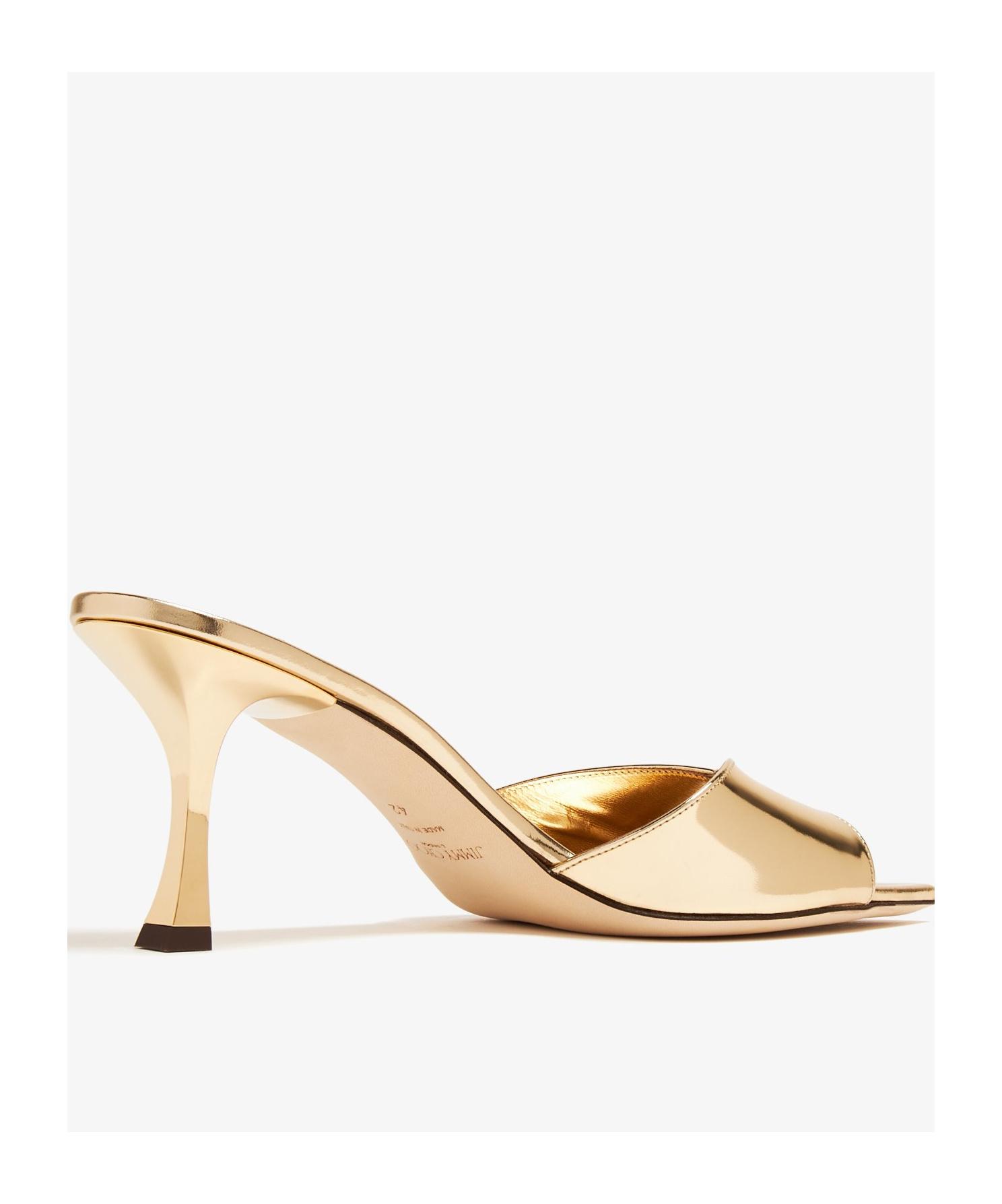 JIMMY CHOO Skye 70 Metallic Leather Sandals In Gold Product Image