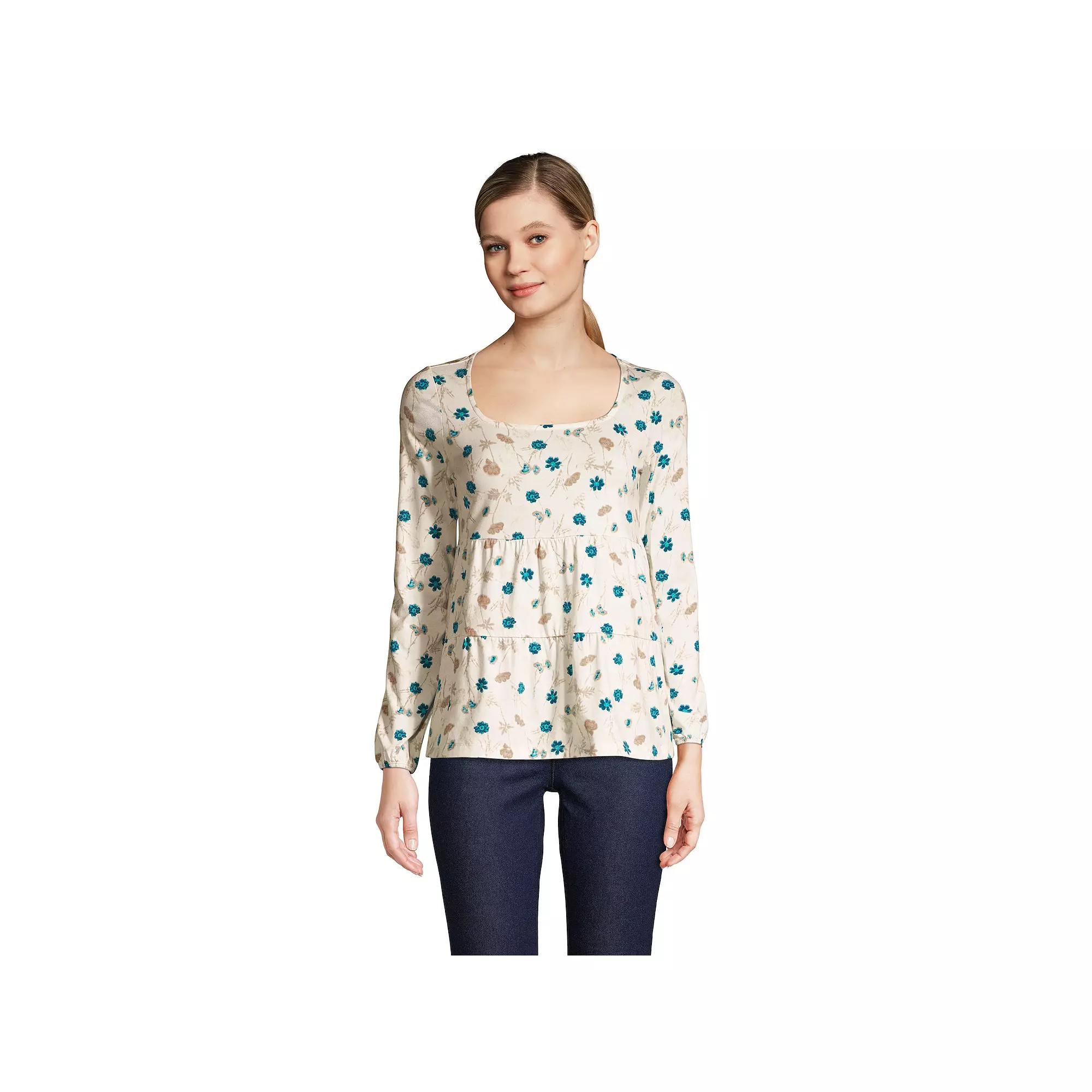Petite Lands' End Squareneck Tiered Top, Women's,  Product Image