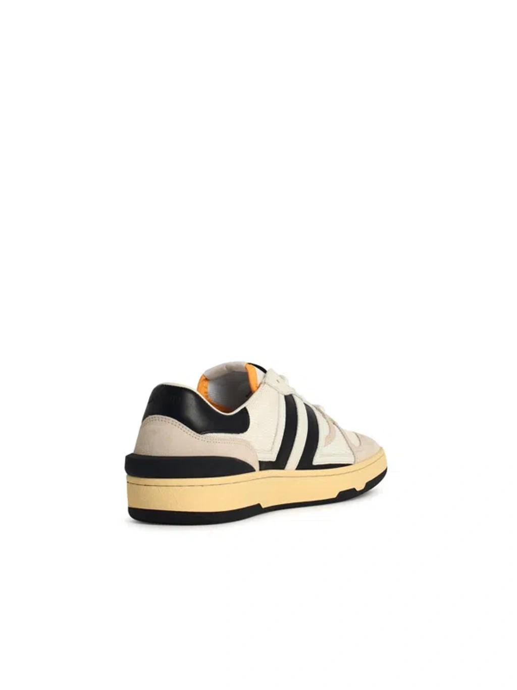 LANVIN Black And White Leather Clay Low Mesh Sneakers Product Image