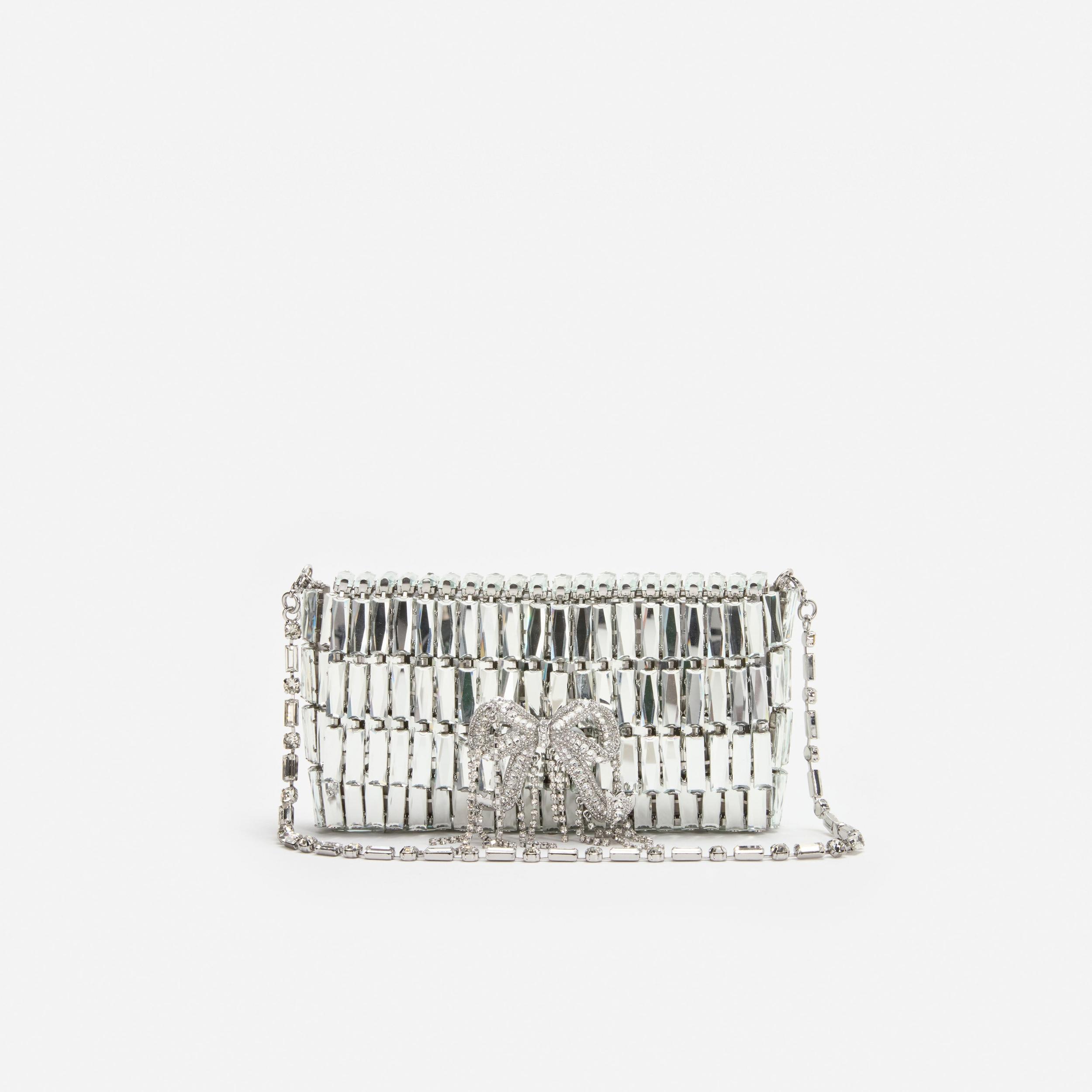 Silver Crystal Bow Mini Shoulder Bag Product Image