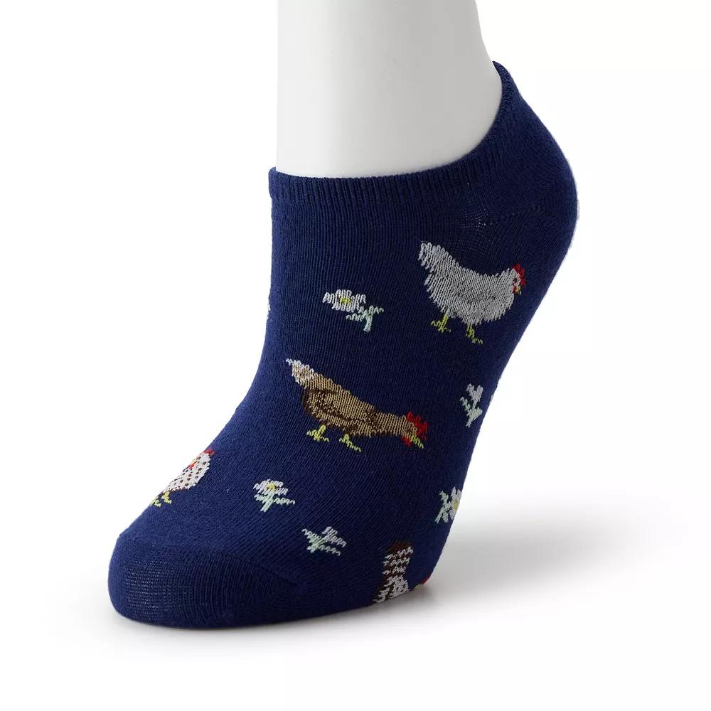 Womens Patterned No Show Socks Blue Product Image