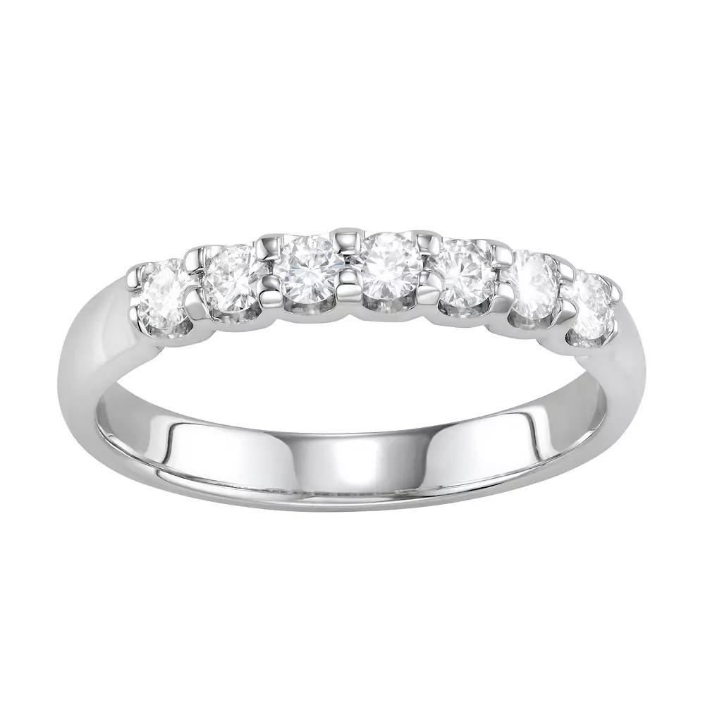 Charles & Colvard 14k Gold 3/8 Carat T.W. Lab-Created Moissanite Seven Stone Ring, Women's, Size: 5, White Product Image