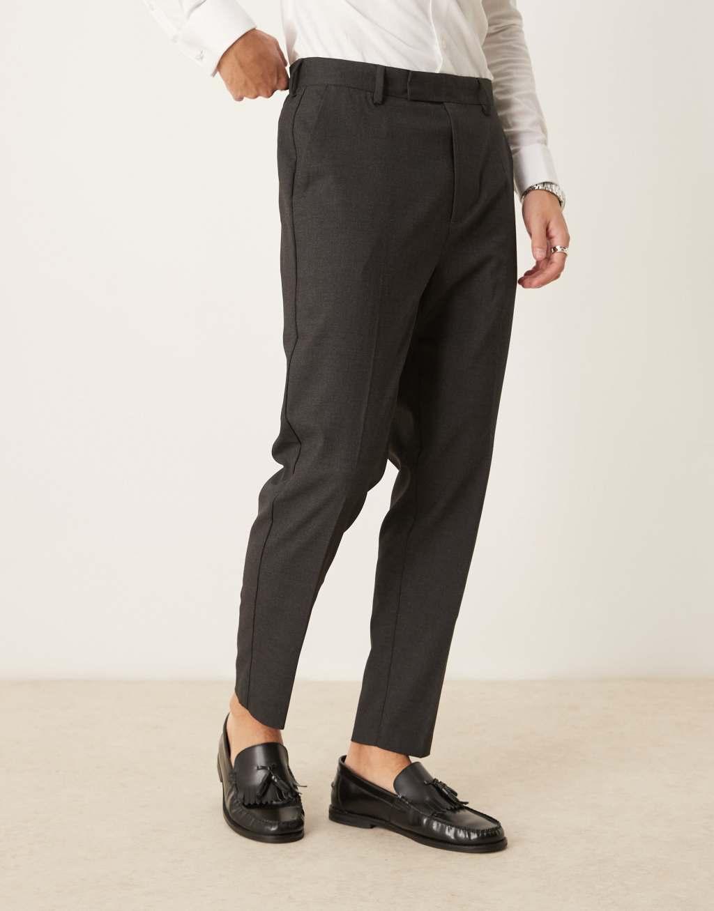 ASOS DESIGN smart tapered fit pants in charcoal Product Image