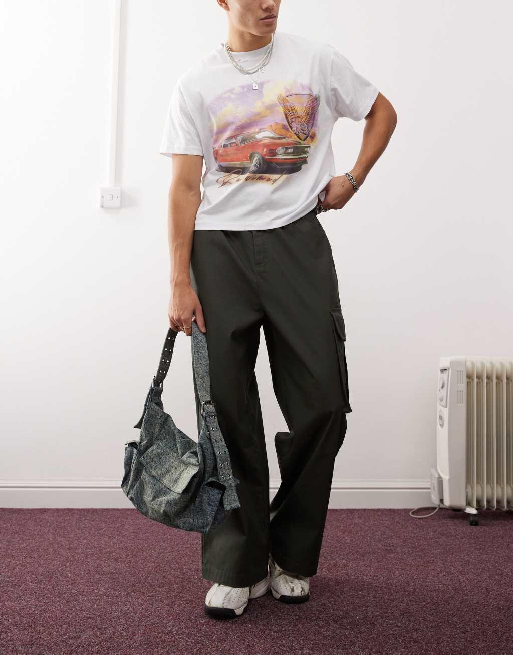 COLLUSION wide leg utility pants in waxed brown Product Image