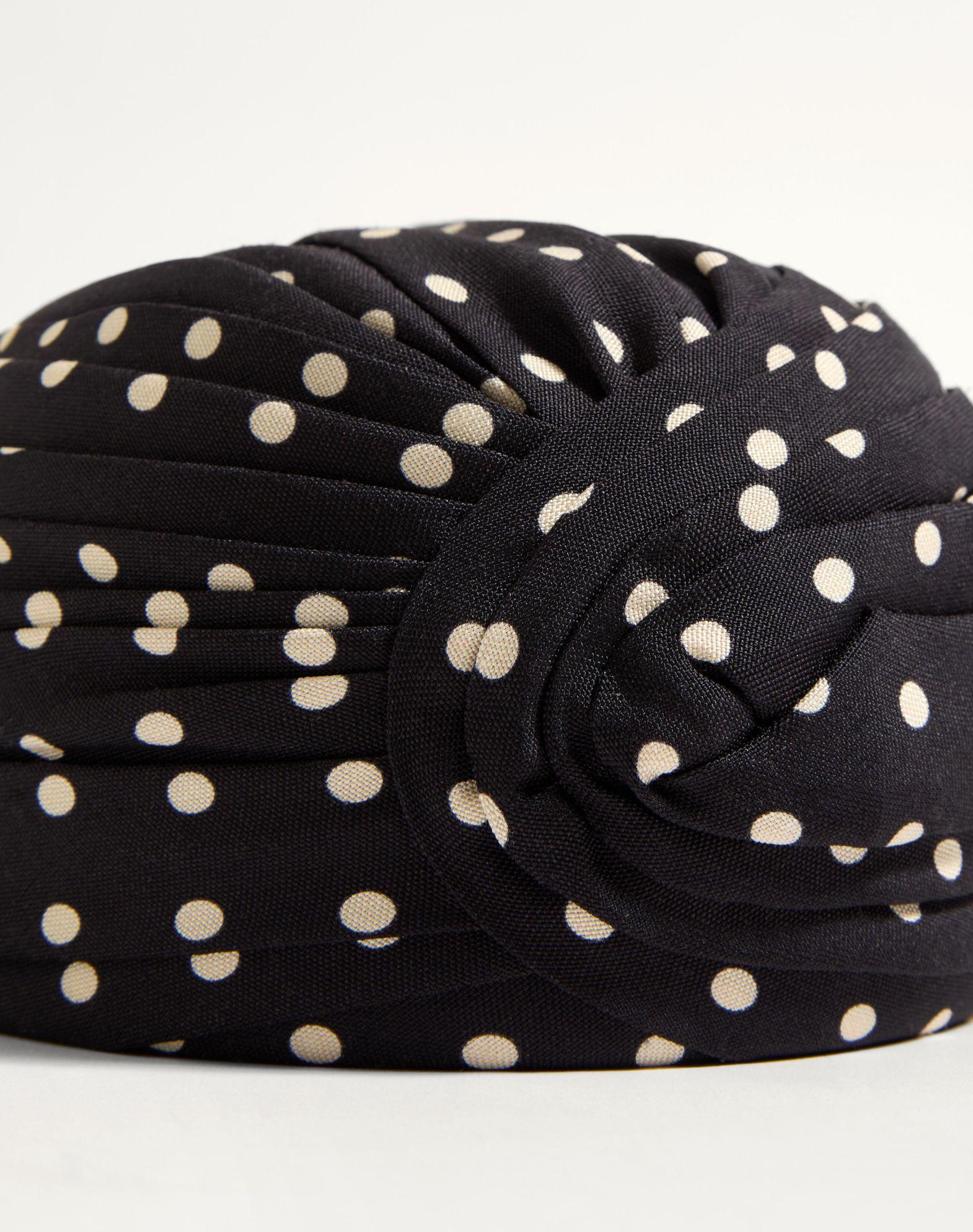 Rigid Silk Turban With Polka Dot Print Product Image