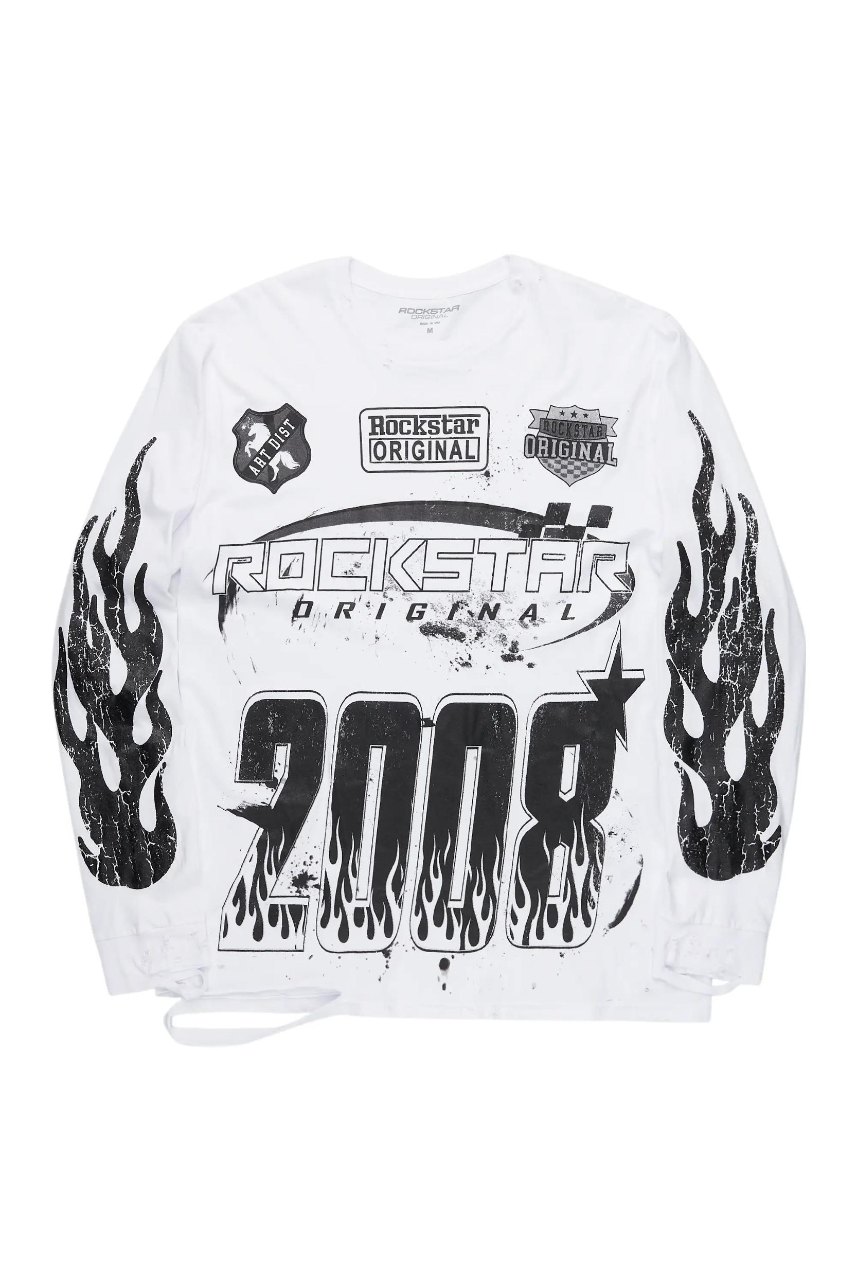 Amos White/Black Long Sleeve Graphic T-Shirt Male Product Image
