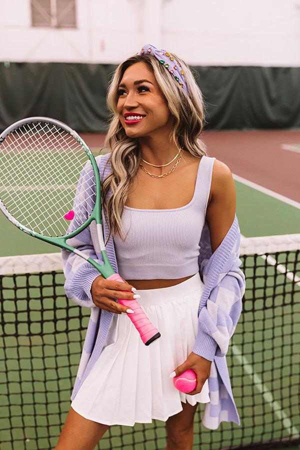 Cuteness On Repeat Ribbed Crop Tank In Light Lavender Product Image