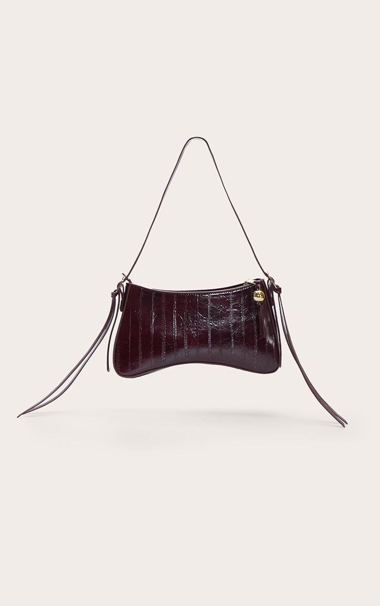 Burgundy Curved Beaded Shoulder Bag Product Image