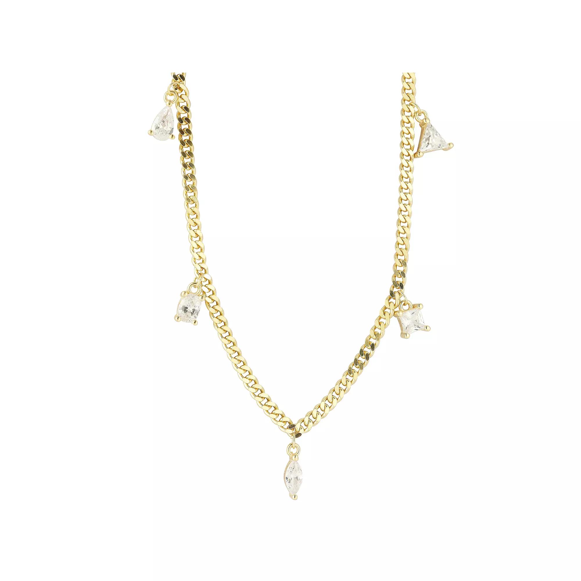 Sunkissed Sterling 14k Gold Over Silver Cubic Zirconia Multishape Choker Necklace, Women's, Size: 15", Gold Tone Product Image