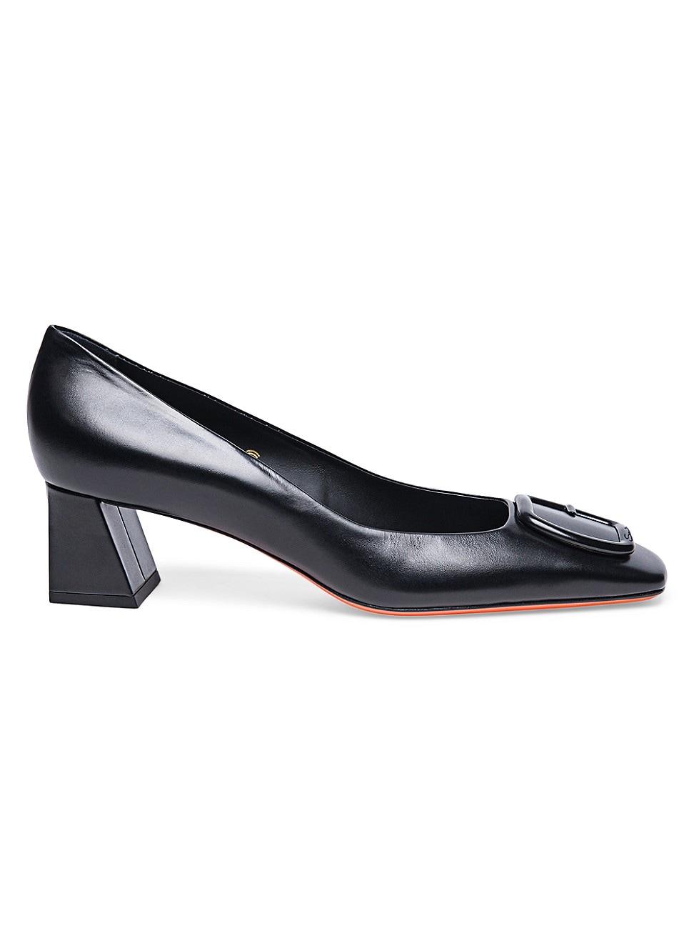 Womens Soft Square 50MM Leather Pumps Product Image
