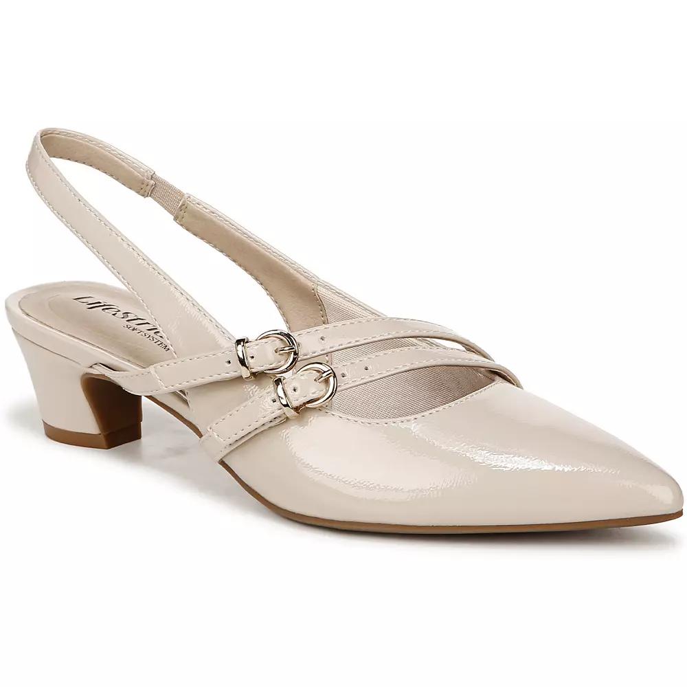 LifeStride Monique Women's Slingback Heels, Size: 7 Wide, Brown Milk Product Image