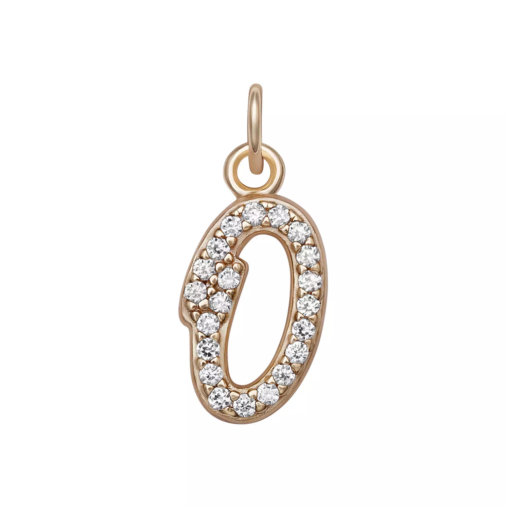 LC Lauren Conrad Sterling Silver Cubic Zirconia Initial Charm, Womens, Gold Tone O Product Image