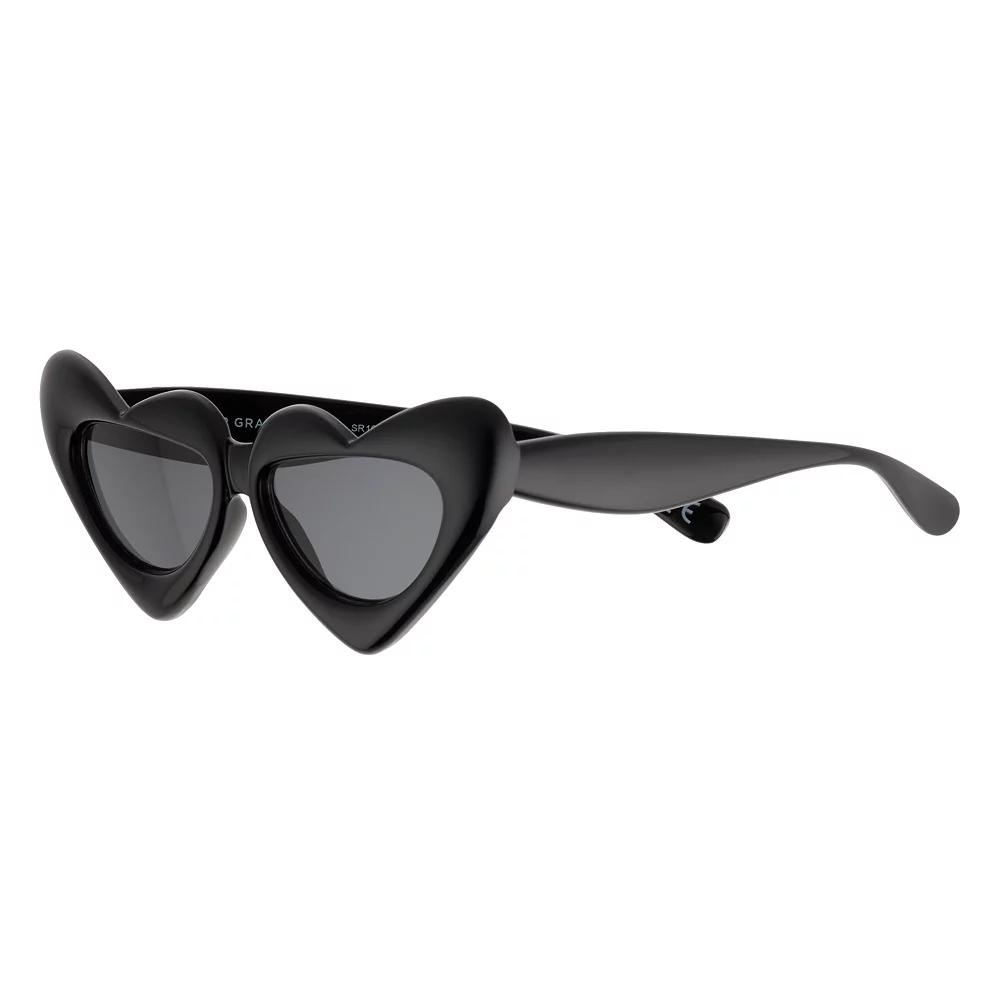 Women's Cali Blue Plastic Heart Sunglasses, Black Product Image