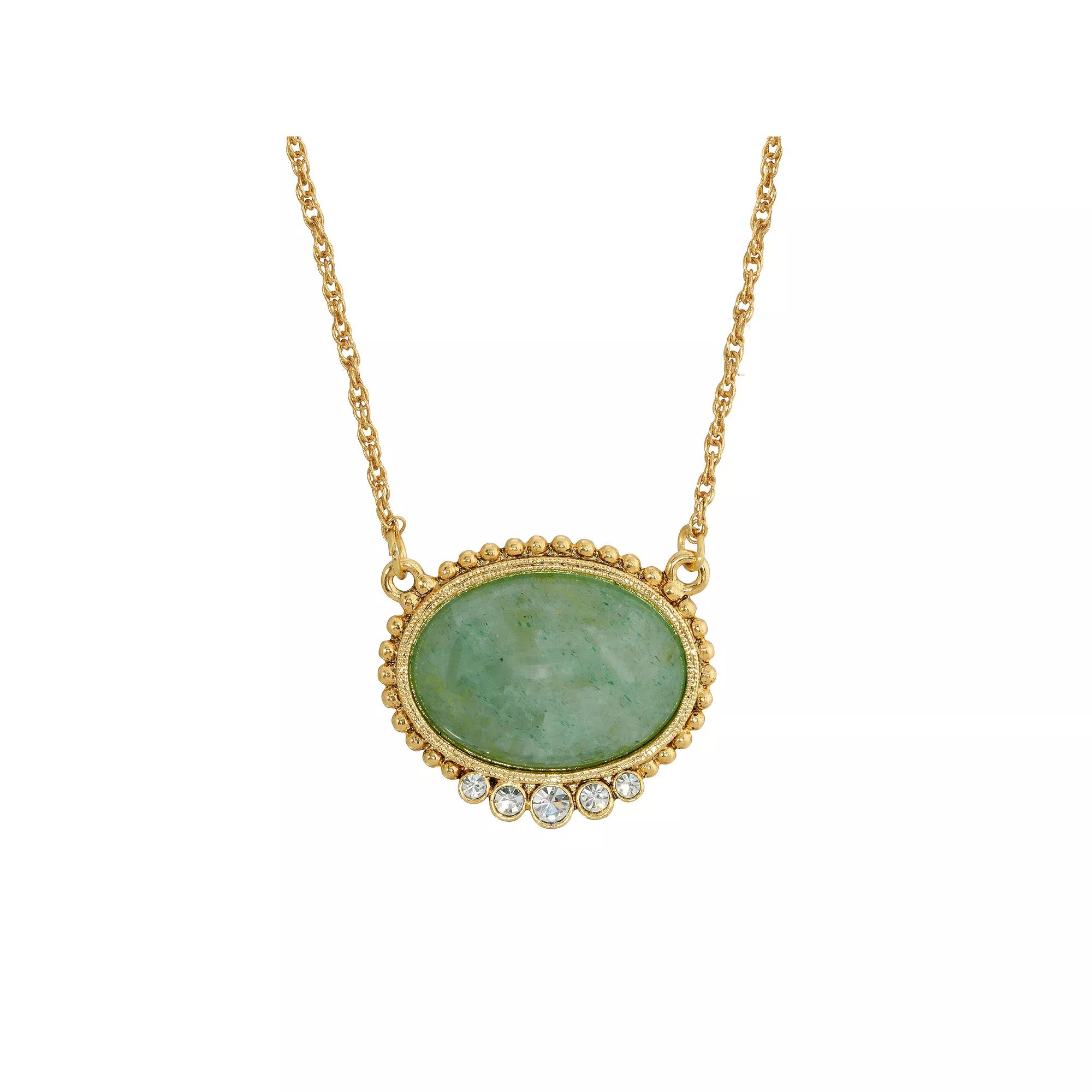1928 Gold Tone Simulated Crystal & Stone Pendant Necklace, Women's,  Product Image