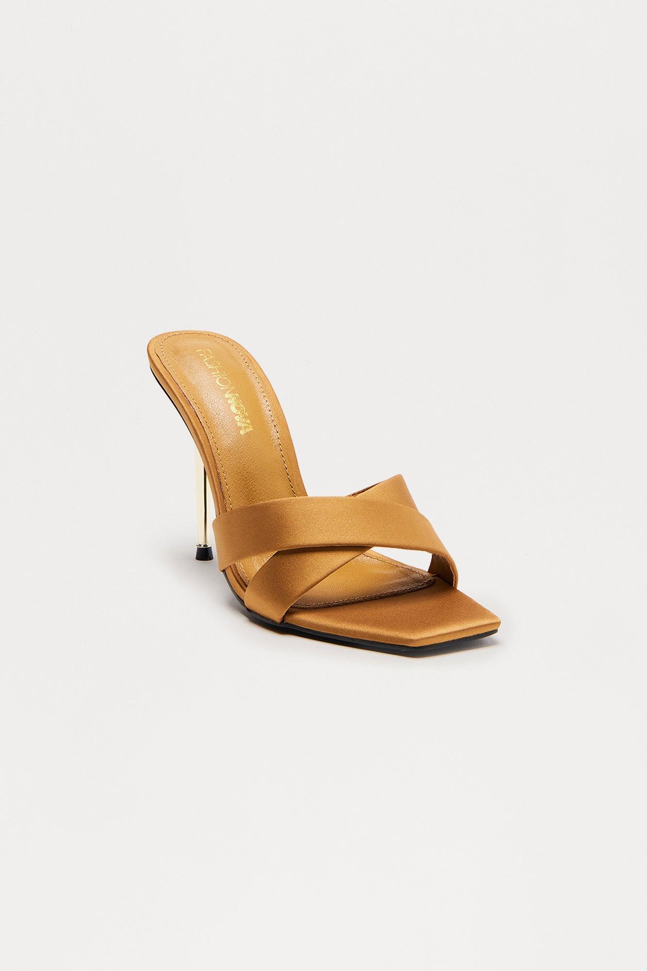 Silky Satin Stiletto Heels - Khaki Female Product Image