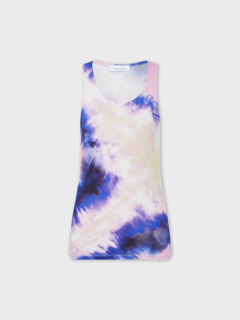 PINK TIE-DYE TANK TOP IN PRINTED JERSEY Product Image