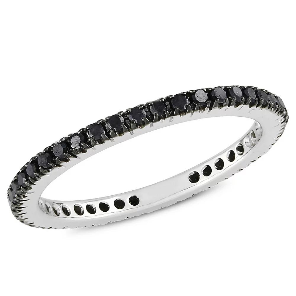 Stella Grace 14k White Gold 3/8 Carat T.W. Black Diamond Eternity Ring, Women's, Size: 7 Product Image