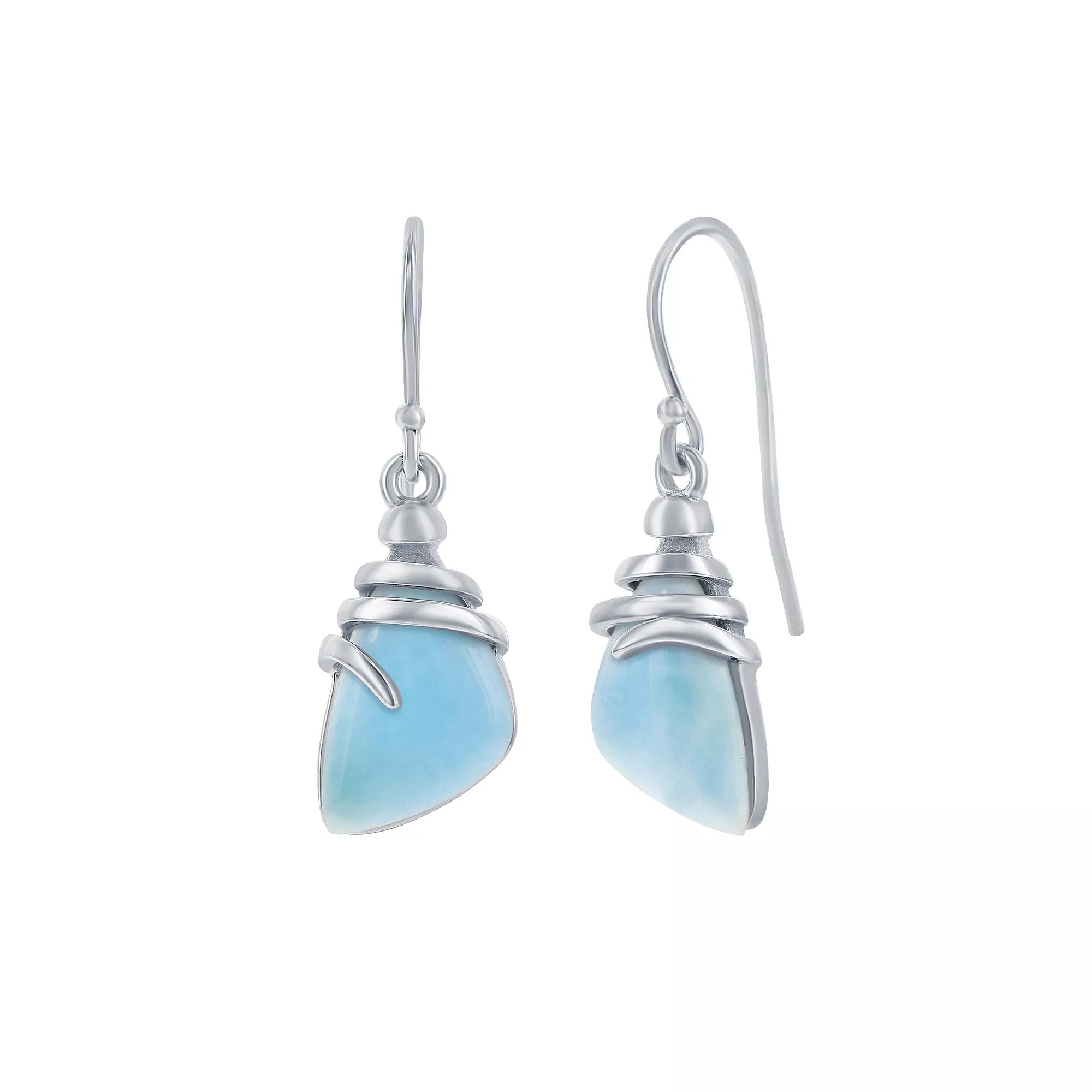 Sterling Silver Larimar Drop Earrings, Women's Product Image