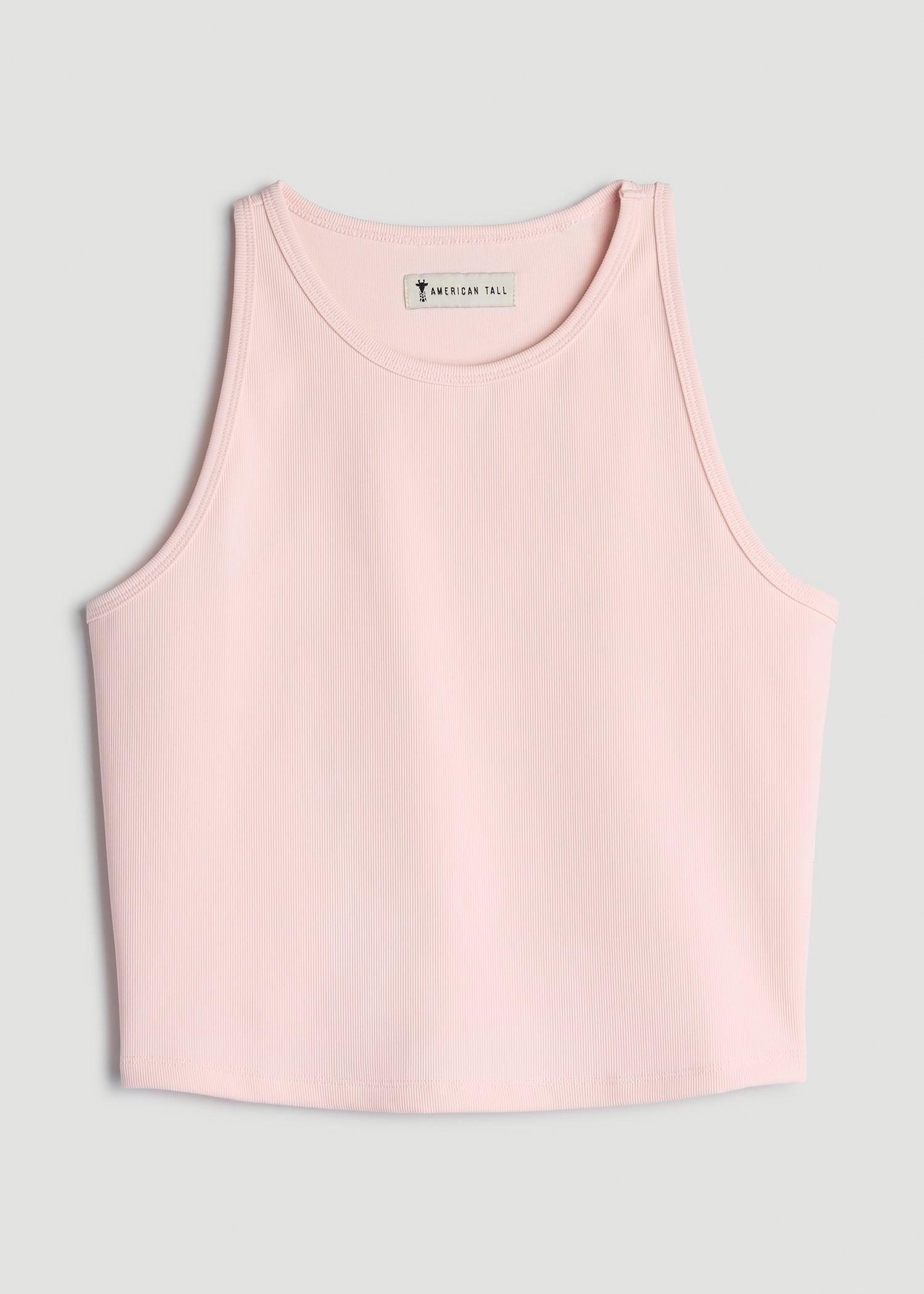 Cropped Ribbed Tank Top for Tall Women in Barely Pink Female Product Image