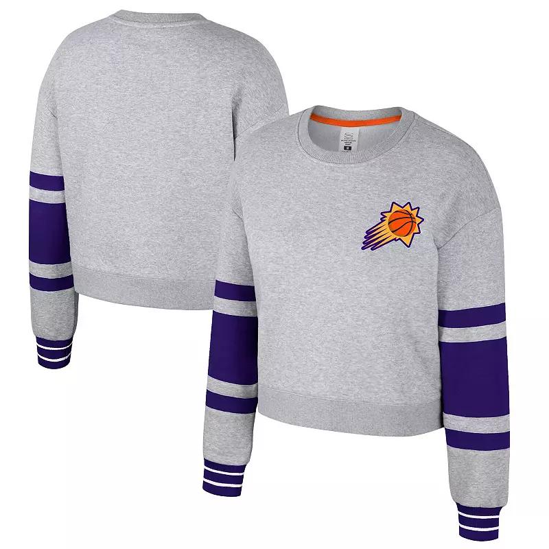 Women's Stadium Essentials Heather Gray Los Angeles Lakers 2024/25 City Edition Scrimmage Cropped Pullover Sweatshirt, Size: Large, Grey Product Image