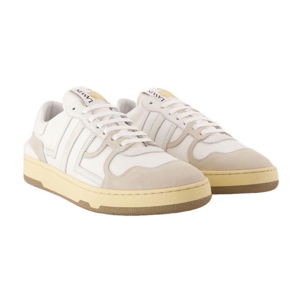 LANVIN Mesh And Leather Clay Sneakers With In White Product Image