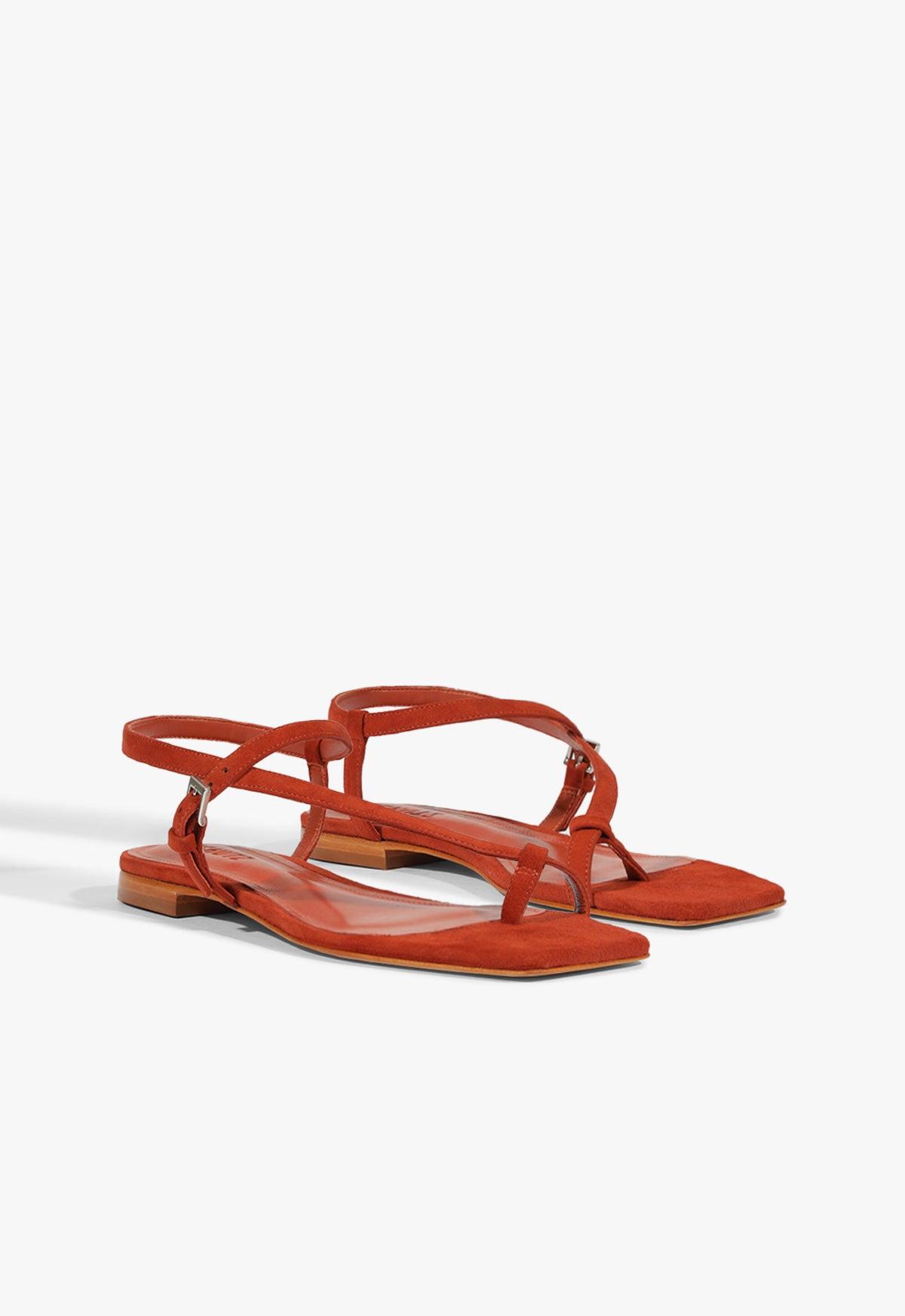 Lisa Red Suede Flat Sandal Product Image