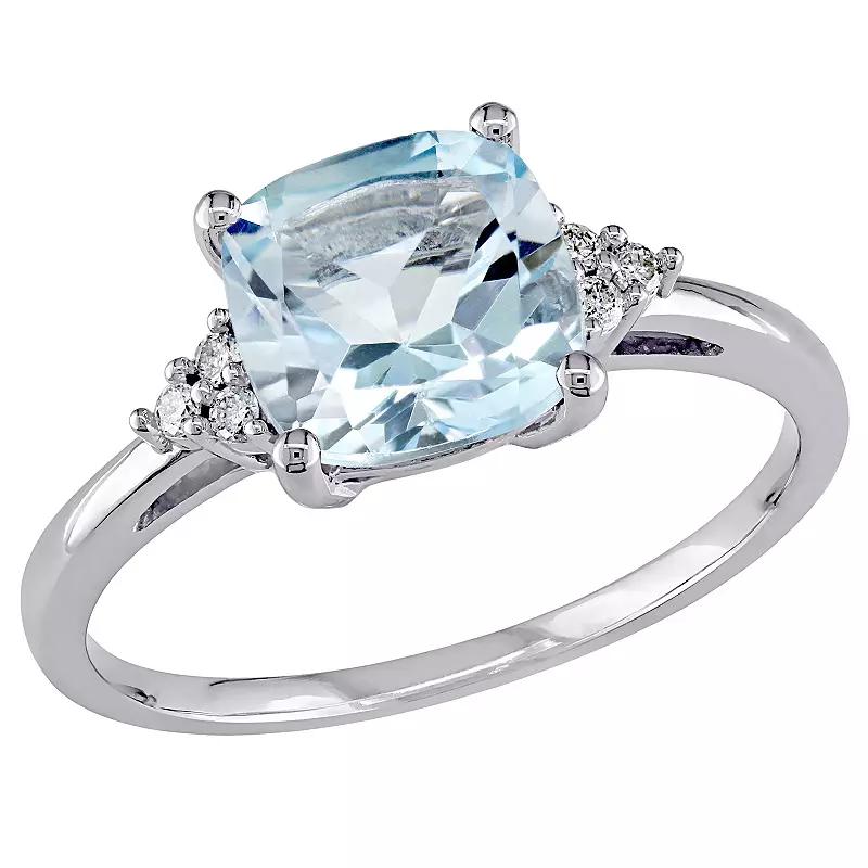 Stella Grace 10K White Gold Blue Topaz & Diamond Accent Ring, Women's,  Product Image