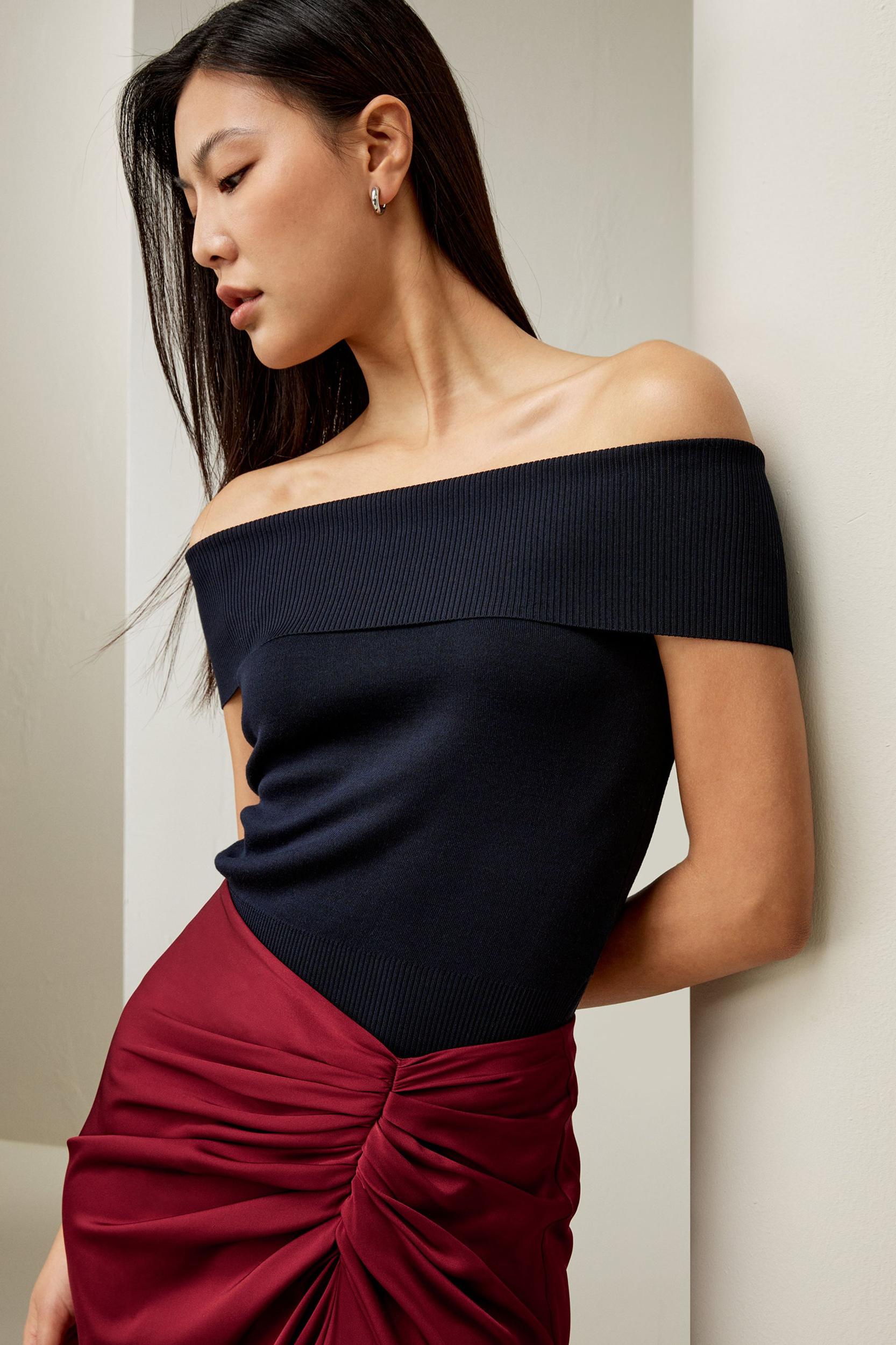 Off-Shoulder Silk Top Product Image