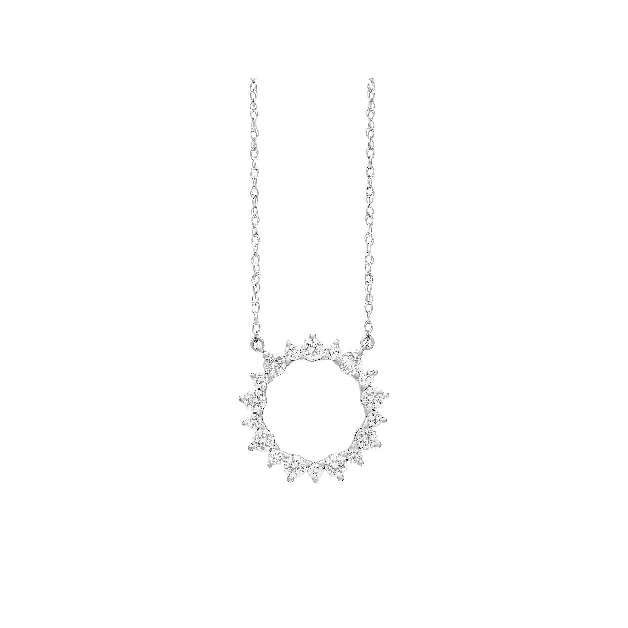 Love Always Sterling Silver Lab-Created White Sapphire Sunburst Necklace, Women's, Size: 15-17" ADJ Product Image