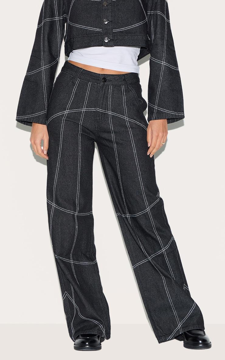 Dark Indigo Corset Seam Denim Jeans Product Image