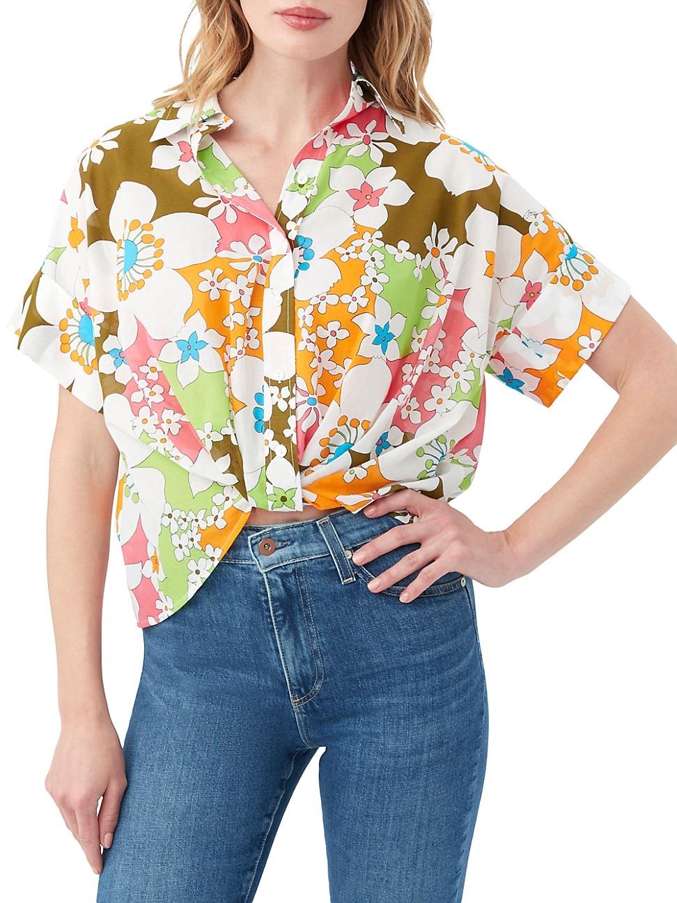 Womens Coty Floral Cotton Tucked Shirt - Product Image