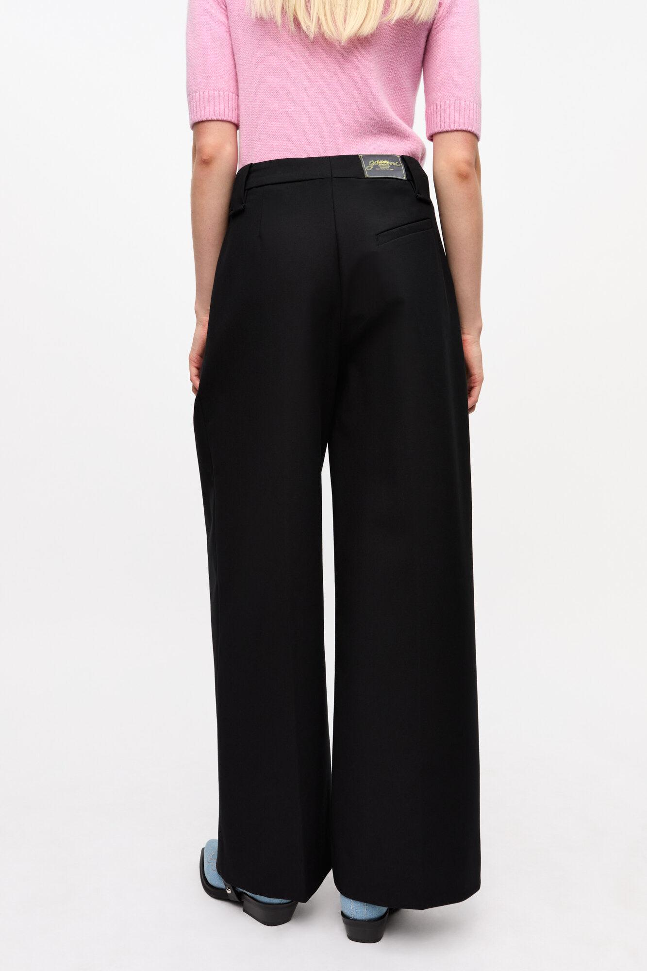 Black Heavy Cotton Tailoring Mid Waist Pants Product Image