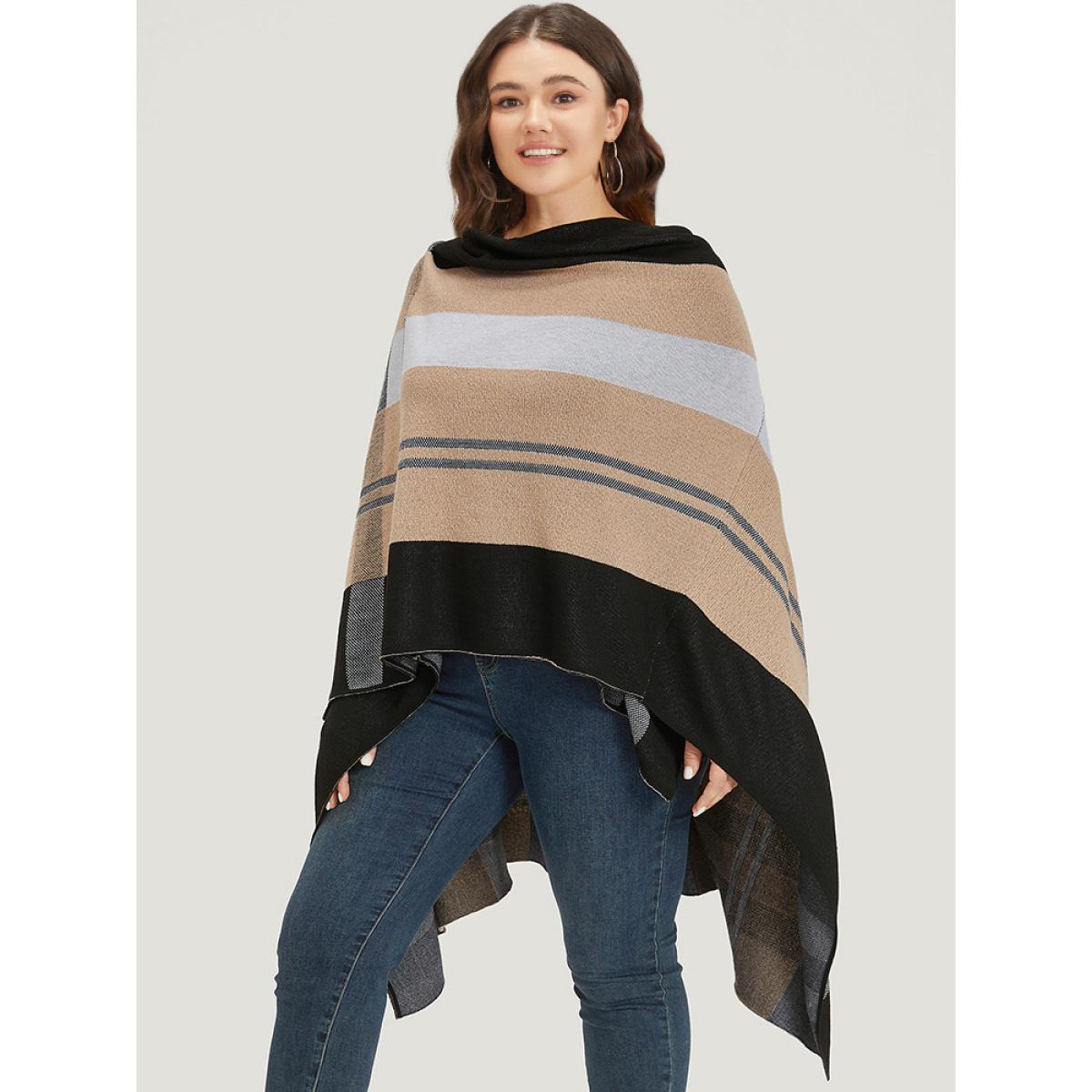 Plus Size Multi-wear Plaid Shawl Cardigan Tan Women Casual Oversized Sleeveless Dailywear Cardigans BloomChic 12/L Product Image