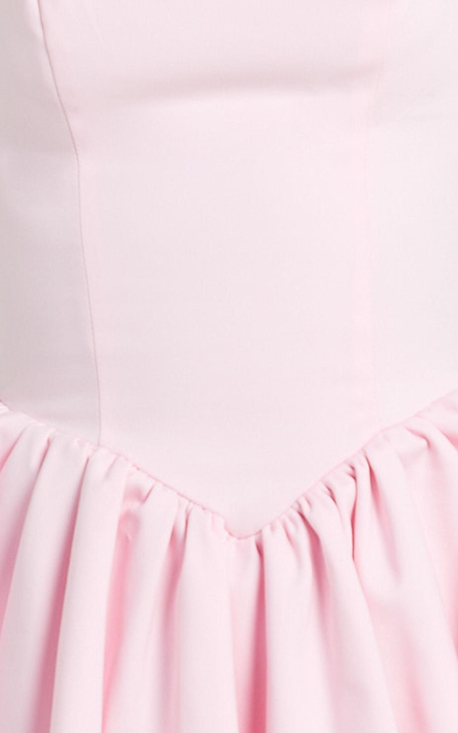 Helda Mini Dress - Halter Tie Neck Corset Panel Dress in Pink Product Image