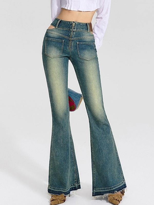 Vintage Washed Micro Flare Jeans Product Image