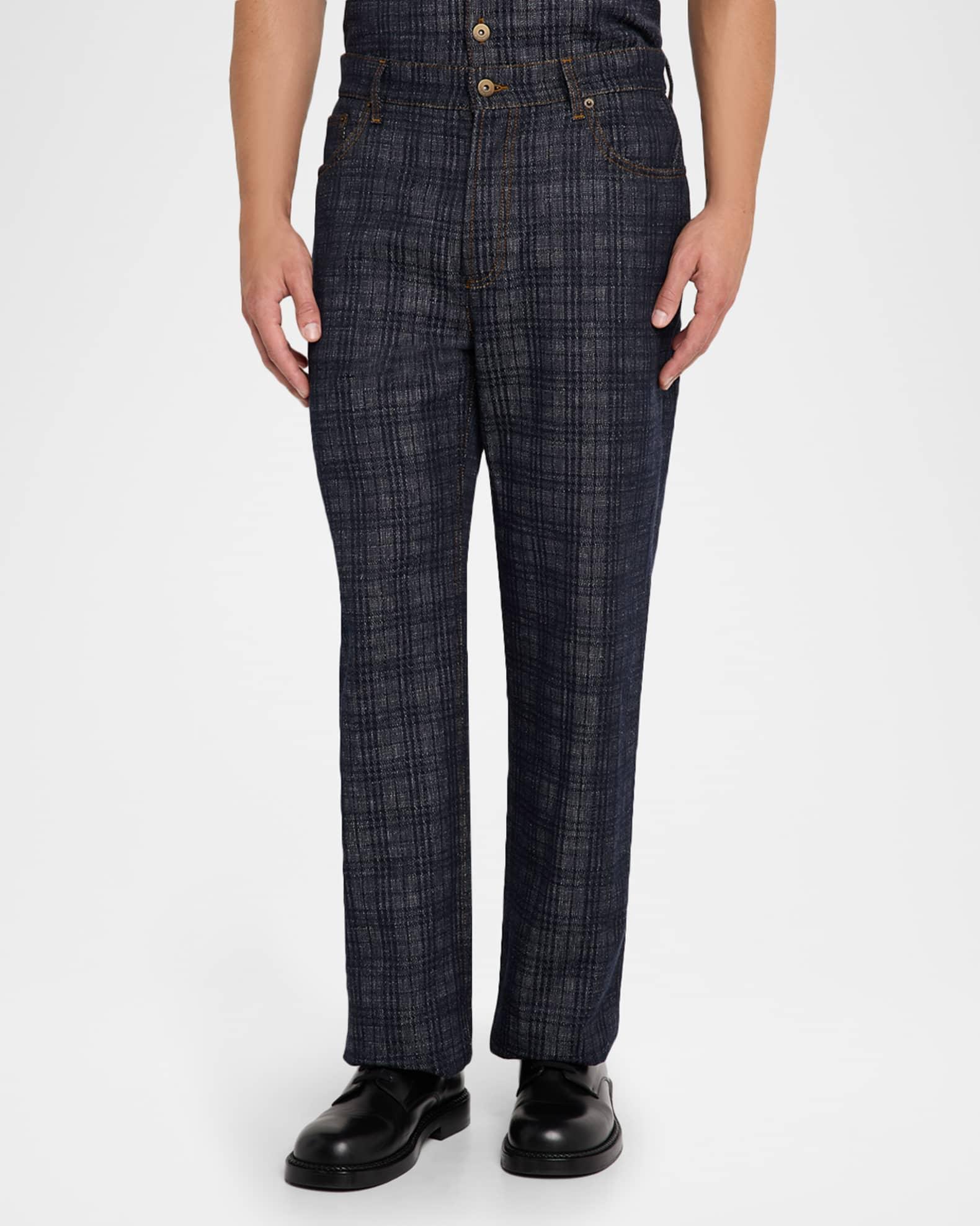 Men's Denim Check Five-Pocket Pants Product Image