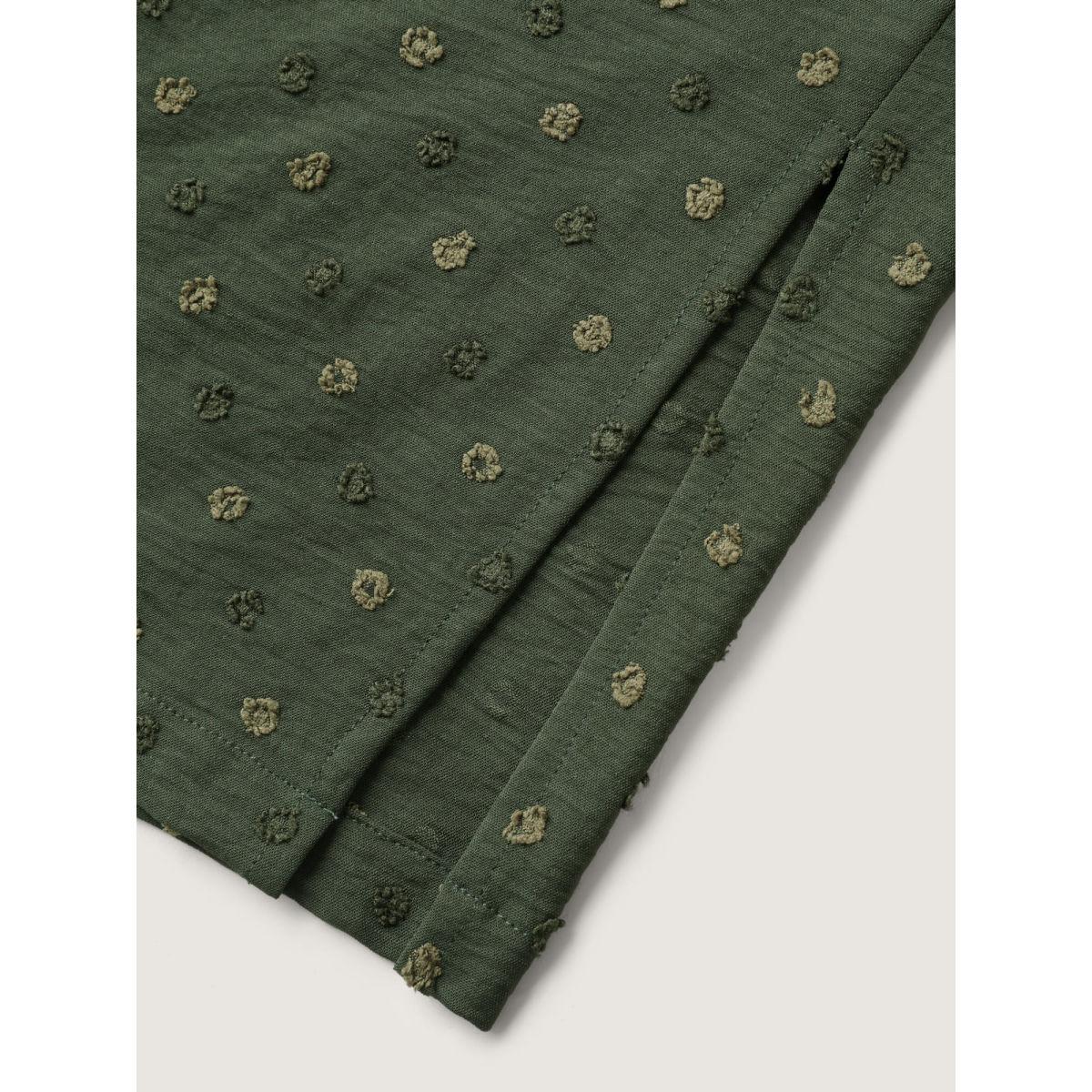 Plus Size Textured Dots Belted Slit Flowy Pants Women ArmyGreen Elegant Wide Leg Mid Rise Everyday-Elegant Pants BloomChic 14-16/1X Product Image