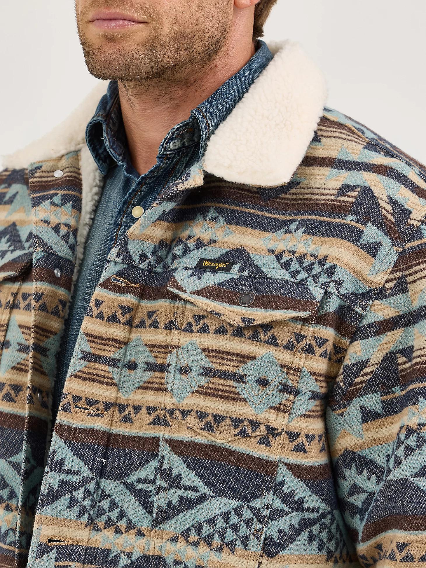 Men's Wrangler® Sherpa Lined Jacquard Print Jacket in Dark Sapphire Product Image