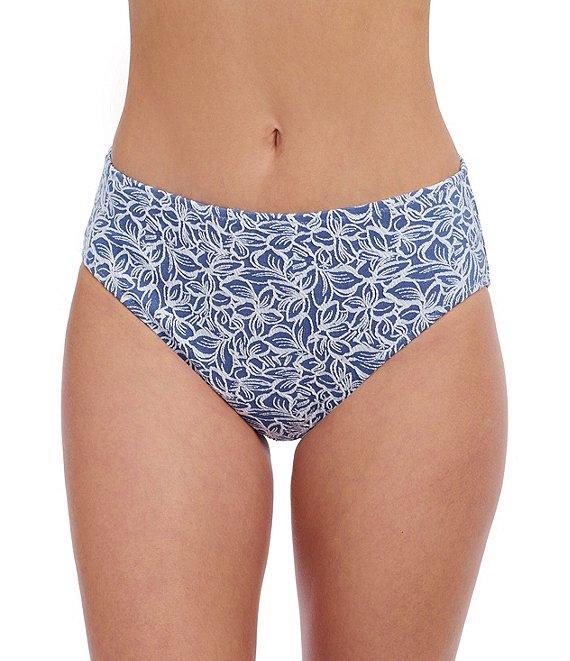 Profile By Gottex Plumeria Texture Knit Shirred Mid Rise Hipster Swim Bottom Product Image